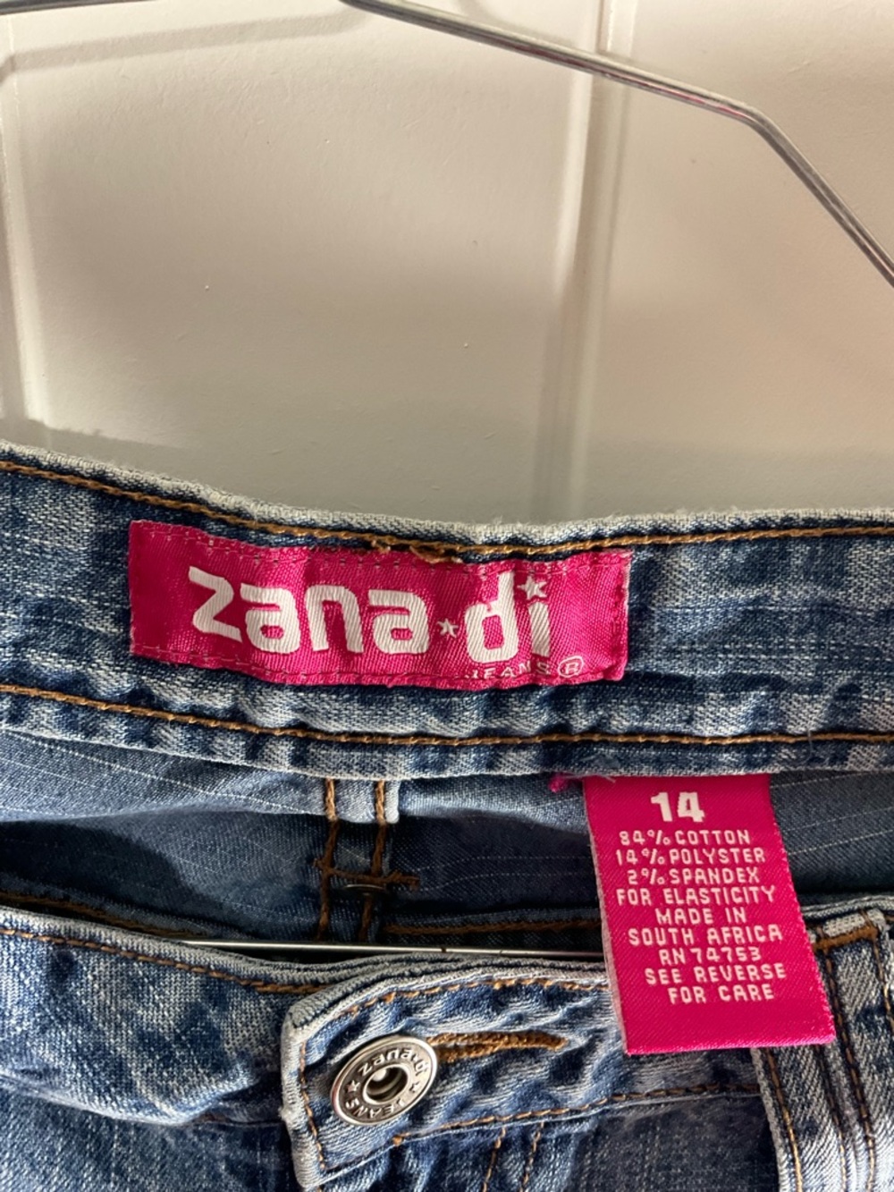 Zana Di Light Blue Flare Jeans with Zigzag Stitch Panels - Picture 4 of 13